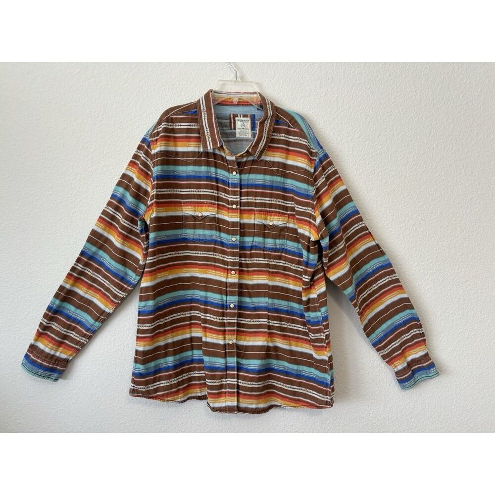 Roughneck Panhandle Retro Aztec Pearl Snap Southwestern Cowgirl Shirt Womens XXL